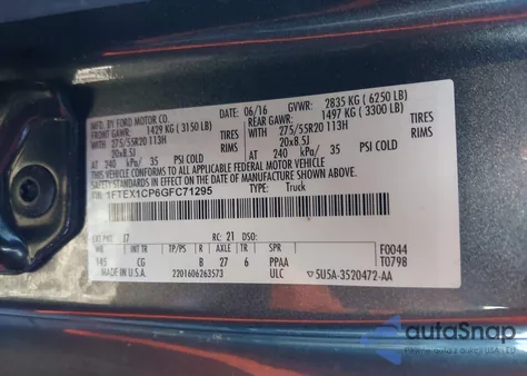 2016 Ford F-150 Xl from USA, damaged, VIN 1FTEX1CP6GFC71295